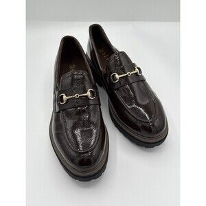 Serra platform faux patent leather loafers in dark brown Women’s 7 NWOB!